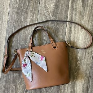 Brown Soft Leather Crossbody Bucket Bag - Nanette Lepore